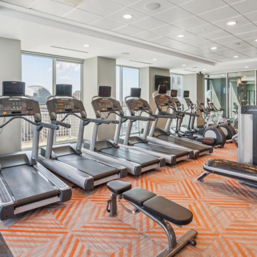 a gym with exercise equipment